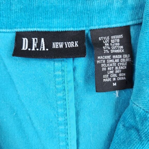 ☔️🔹️D.F.A. New York Turquoise Buttoned Corduroy Blazer Medium - Picture 10 of 10